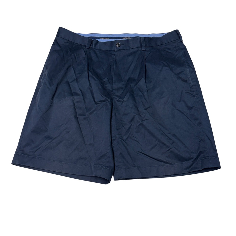 Brooks Brothers Mens 35X8 Navy Blue Lightweight Advantage Chino Pleated Shorts